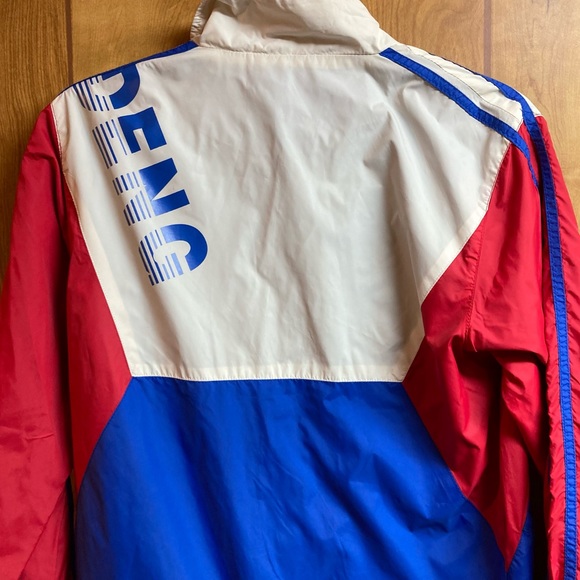 Vintage Curling Windbreaker Women’s S/P Bangdeng White Red & Blue Zip Up 90’s - Picture 3 of 10